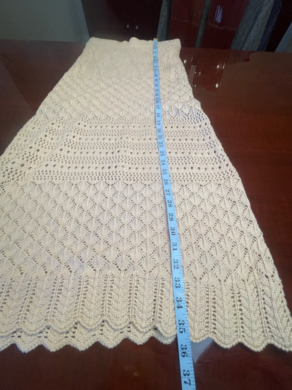 House of Harlow 1960 Cream Crochet Knit Maxi Skirt Size M Coastal Quiet Luxury - Picture 6 of 8